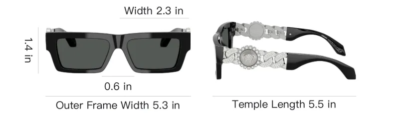 VERSACE Crystal Nylon Hardware Square Sunglasses Women's Black-3
