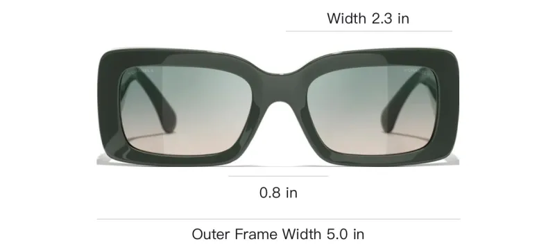 CHANEL Acetate Metal Rectangular Sunglasses Women's Green-3