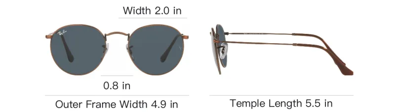 RayBan Metal Round Sunglasses Men's Bronze-4