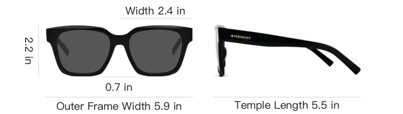 GIVENCHY Plate Frame Square Sunglasses Unisex Black-3