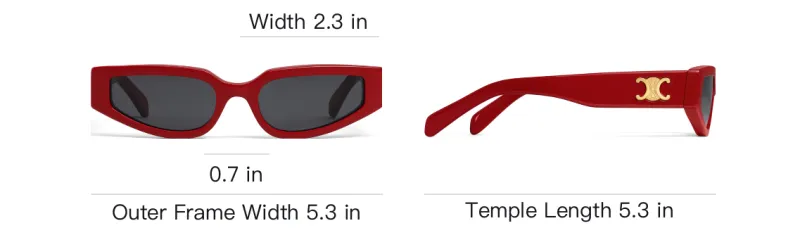 CELINE Acetate Irregular Shape Sunglasses Women's Red-3