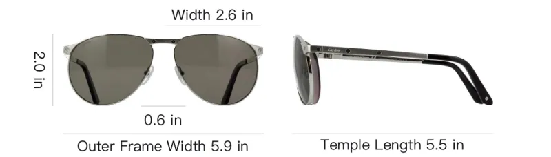 CARTIER Metal Oval Sunglasses Unisex Silver-3