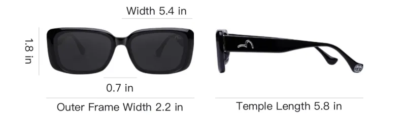 EVISU Plate Frame Square Sunglasses Unisex Black-3