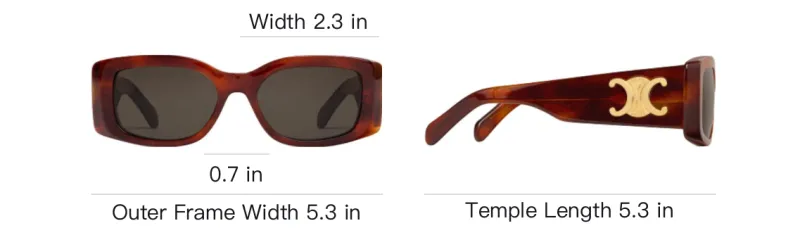 CELINE Acetate Rectangular Sunglasses Women's Brown-3