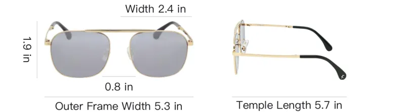 KESSLER Acetate Titanium Aviator Sunglasses Unisex Gold-2