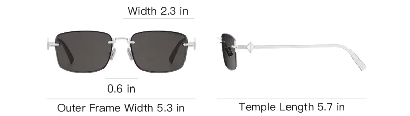 DIOR Metal Rectangular Sunglasses Unisex Silver-3
