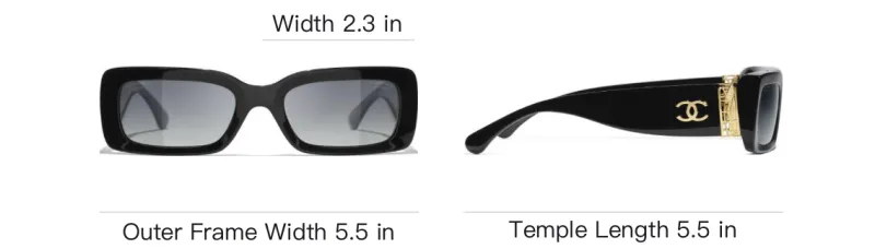 CHANEL Metal Resin Rectangular Sunglasses Unisex Black-4