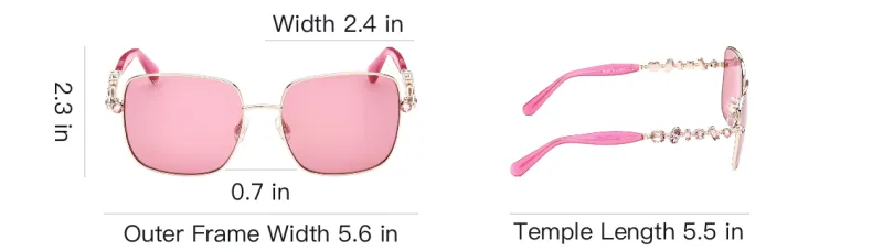 Swarovski Collection III Metal Faux Crystal Square Sunglasses Women's Pink-8