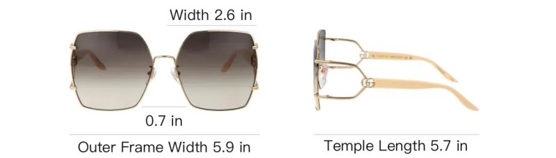GUCCI Metal Irregular Shape Sunglasses Unisex Gold-3