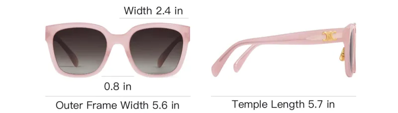 CELINE Plate Frame Square Sunglasses Unisex Ivory Pink-1
