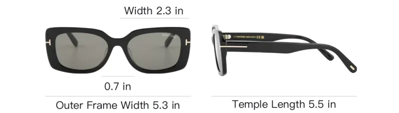 TF Plate And Metal Rectangular Sunglasses Unisex Black-3