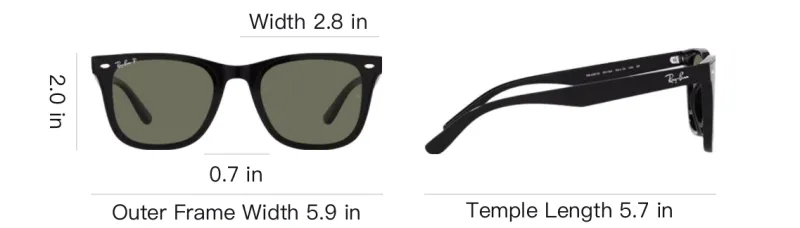 RayBan Injection Molding TR90 Square Sunglasses Unisex Black-3