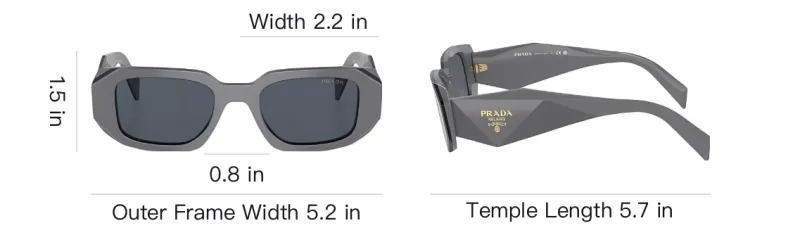 PRADA Acetate Rectangular Sunglasses Women's Dark Gray-3