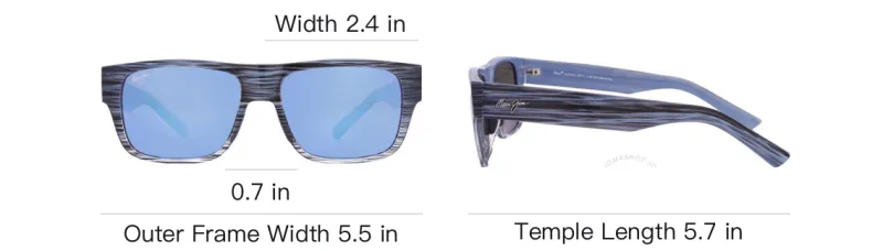 Maui Jim Nylon Rectangular Sunglasses Men's Blue-4