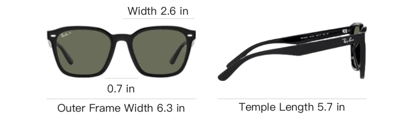 RayBan Plate Frame Injection Molding Square Sunglasses Unisex Black-5