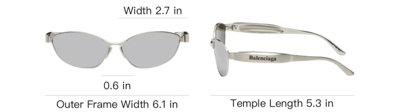 Balenciaga Stainless Steel Oval Sunglasses Men's Silver-3