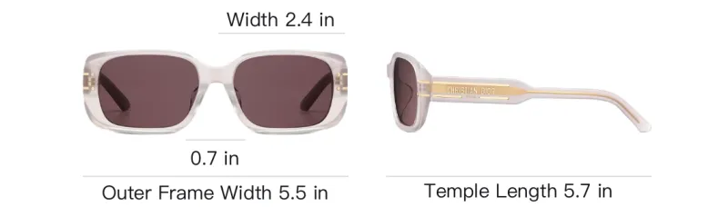 DIOR Acetate Metal Square Sunglasses Women's Mink Gray-3