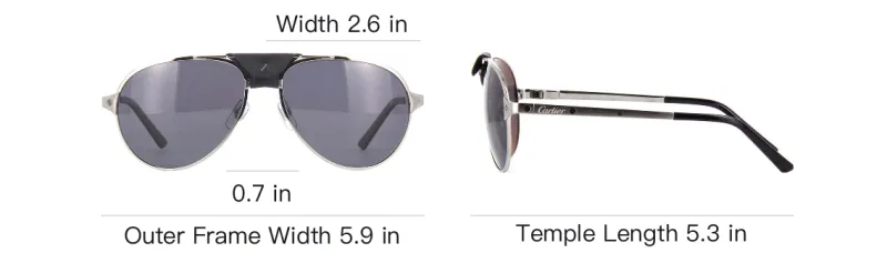 CARTIER Metal Aviator Sunglasses Unisex Silver/Black-3