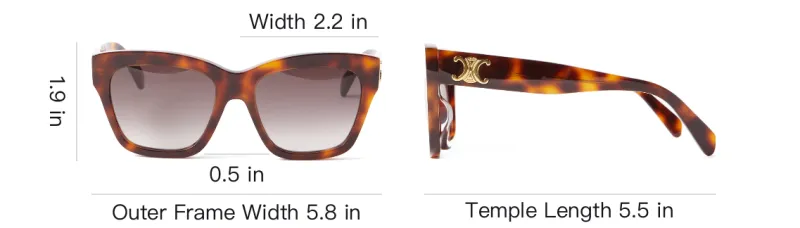 CELINE Acetate Irregular Shape Sunglasses Women's Tortoiseshell-3