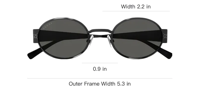 GUCCI Metal Oval Sunglasses Men's Black-3
