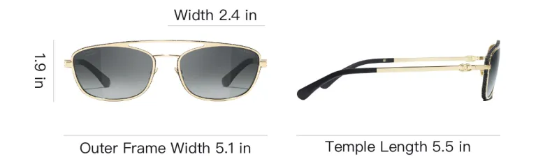 CHANEL Metal Calfskin, Denim Aviator Sunglasses Unisex Gold-3
