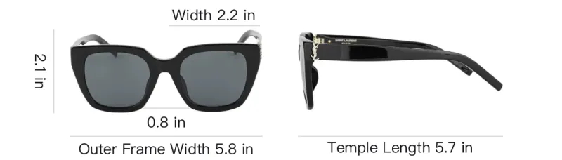 SAINT LAURENT Plate Frame Irregular Shape Sunglasses Women's Black-3