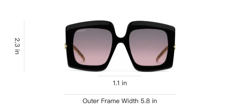 GUCCI Acetate Metal Mother Of Pearl Square Sunglasses Unisex Black-3
