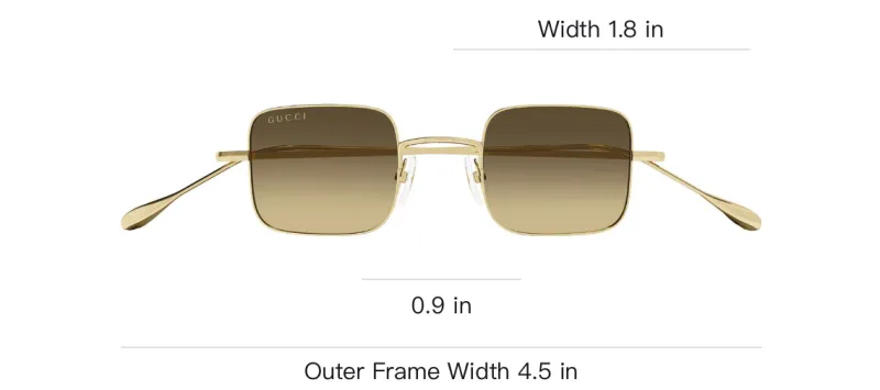 GUCCI Metal Square Sunglasses Unisex Gold-2