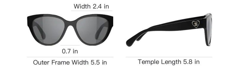 CHANEL Plate Frame Cat Eye Sunglasses Women's Black-4