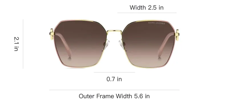 MARC JACOBS Metal Square Sunglasses Women's Gold-3