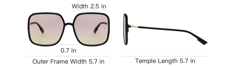 DIOR Square Sunglasses Women's Black-3