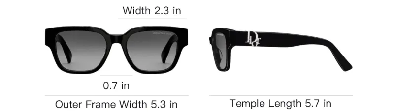 DIOR Acetate Metal Square Sunglasses Unisex Black-3
