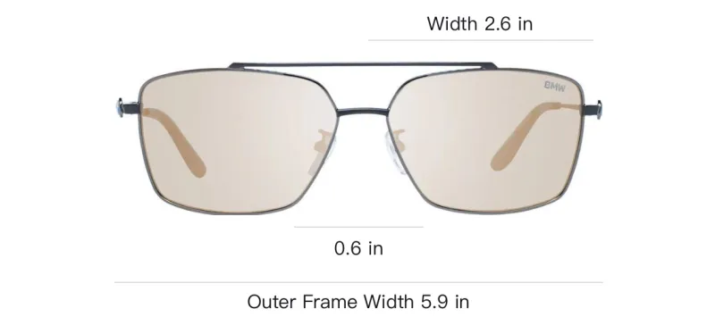 BMW Metal Rectangular Sunglasses Men's Gray-3