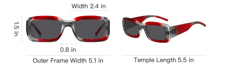 HUGO BOSS Plastic Irregular Shape Sunglasses Unisex Red-3