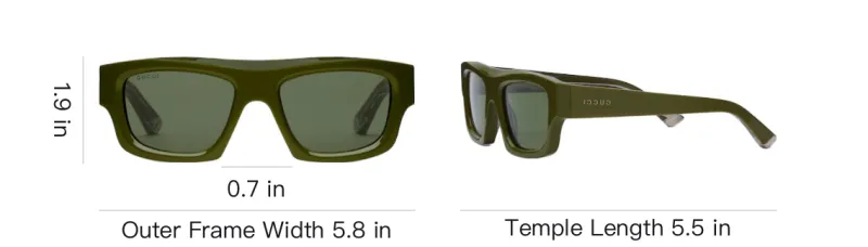 GUCCI Acetate Metal Rectangular Sunglasses Men's Green-3