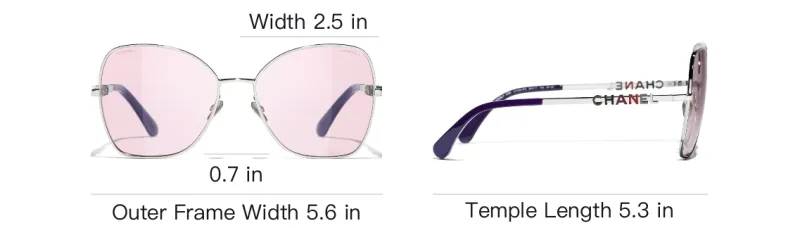 CHANEL Metal Butterfly Sunglasses Unisex Silver-4