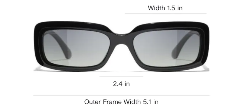 CHANEL Acetate Rectangular Sunglasses Unisex Black-3