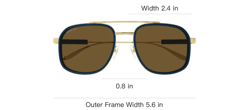 GUCCI Metal Aviator Sunglasses Men's Blue-2