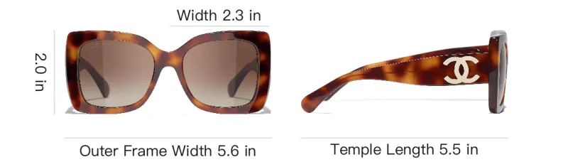 CHANEL Acetate Square Sunglasses Unisex Tortoiseshell-3