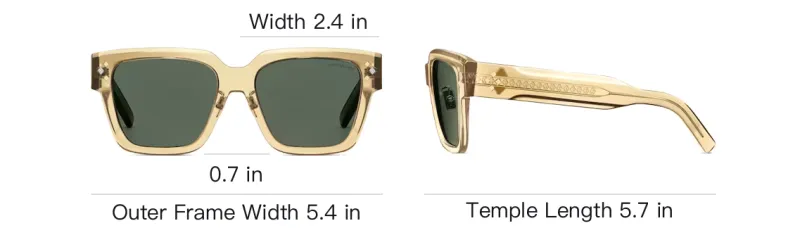 DIOR Acetate Metal Square Sunglasses Men's Transparent Yellow-3