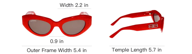 Balenciaga Acetate Cat Eye Sunglasses Women's Red-3