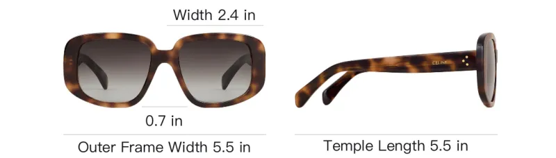 CELINE Acetate Square Sunglasses Unisex Tortoiseshell-3