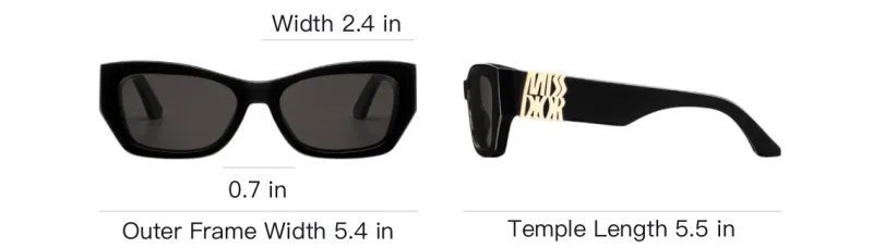 DIOR Acetate Rectangular Sunglasses Women's Black-3