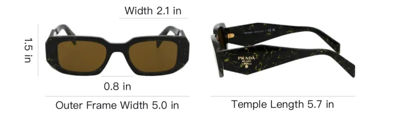 PRADA Acetate Rectangular Sunglasses Unisex Black/Yellow-4