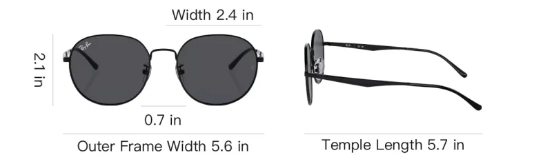 RayBan Oval Sunglasses Unisex Black-3