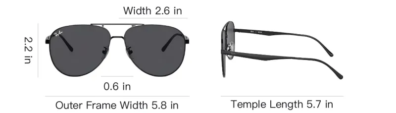 RayBan Metal Aviator Sunglasses Unisex Black-3