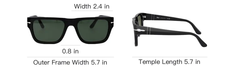 PERSOL Acetate Square Sunglasses Unisex Black-3