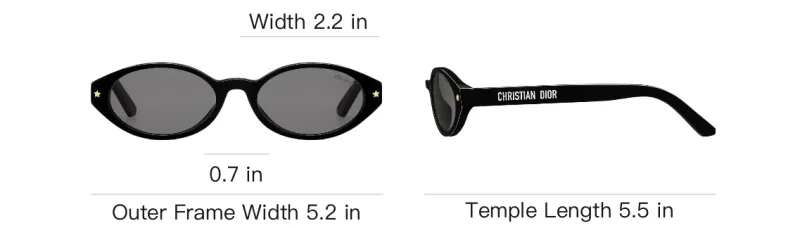DIOR Acetate Oval Sunglasses Unisex Black-3