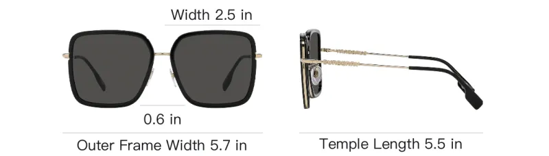 Burberry Metal Square Sunglasses Women's Gold-3