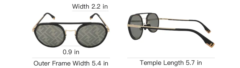 FENDI Plate And Metal Plastic Metal Aviator Sunglasses Men's Gold/Black-3